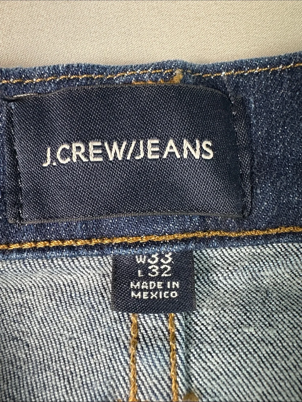 J. Crew Relaxed Fit Jeans 770 Straight Dark Blue Wash Distressed